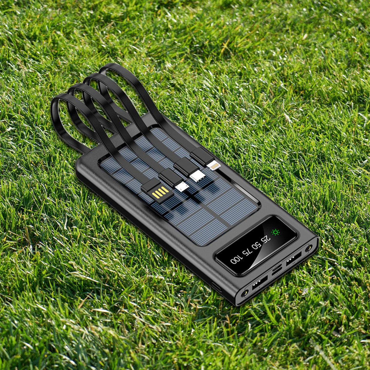 2-Pack LED Portable SolarSync Power Banks – Solar Charging, Multi-Port Connectivity & Built-In Flashlight