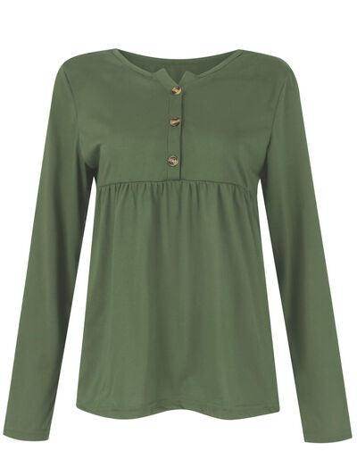 Half Button Long Sleeve T-Shirt for Women Stylish Fit